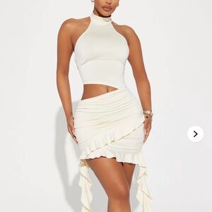Chic Cream Ruffle Mini Skirt
